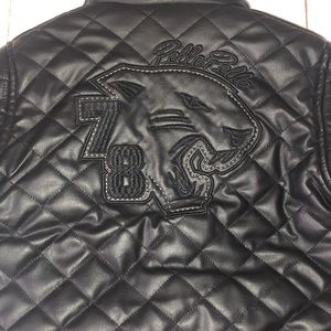 Boys Black Leather “Pelle Pelle”Coat. Size 5